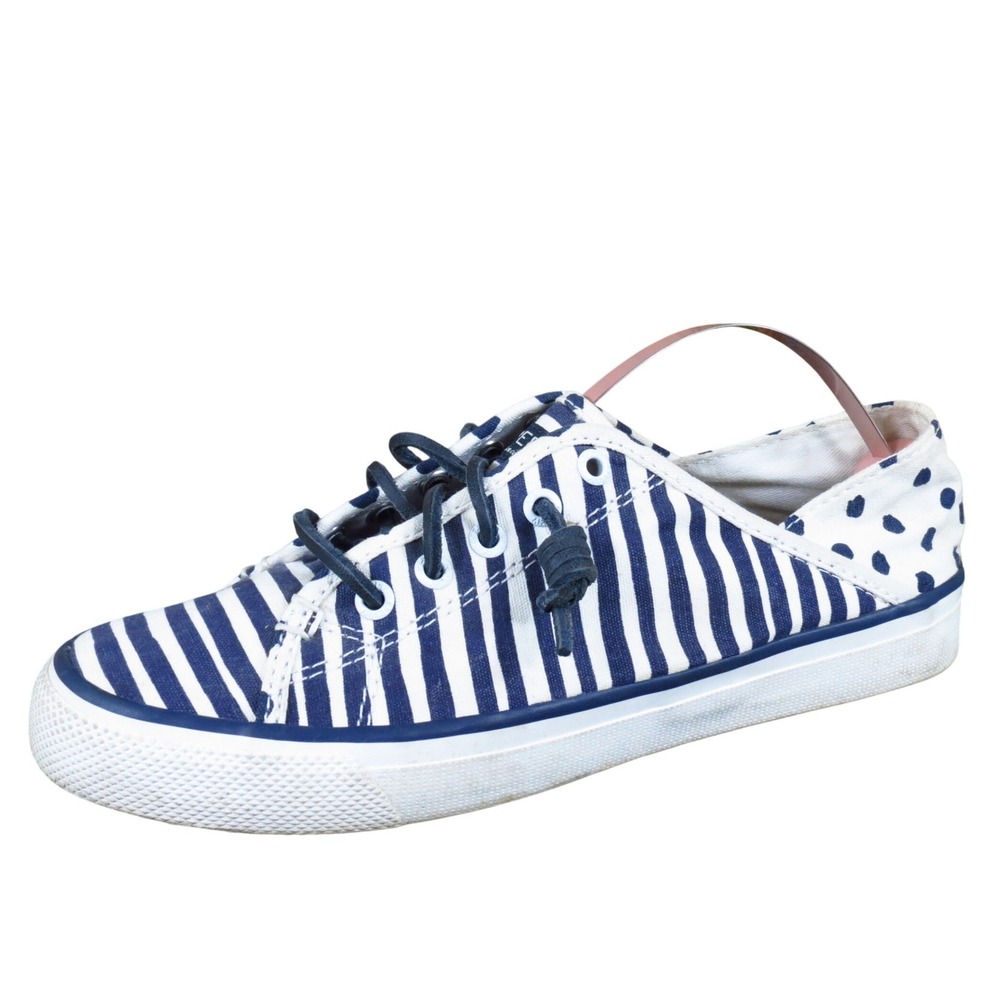 Sperry Seacoast Isle Women Casual Sneaker Size 6.5 Nautical Striped Blue White
